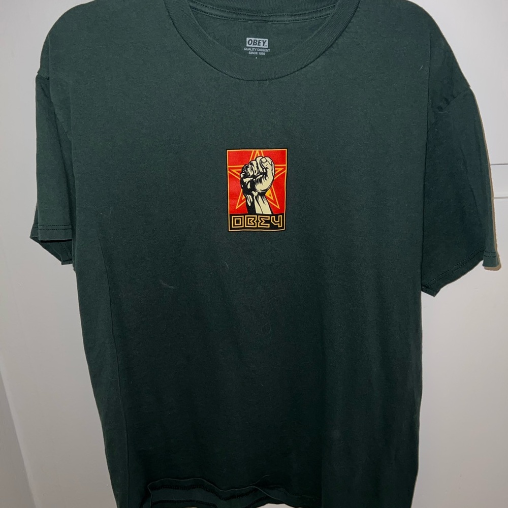 Obey Men's Green Graphic T-Shirt